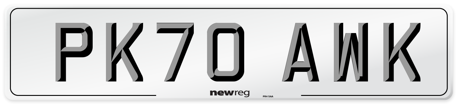PK70 AWK Number Plate from New Reg